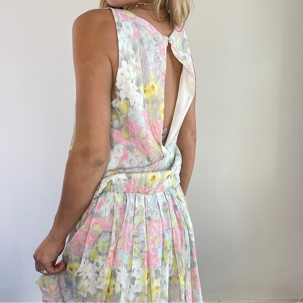 Alice & Olivia Grey, Pastel Pink & Yellow Floral Dress - Picture 6 of 9